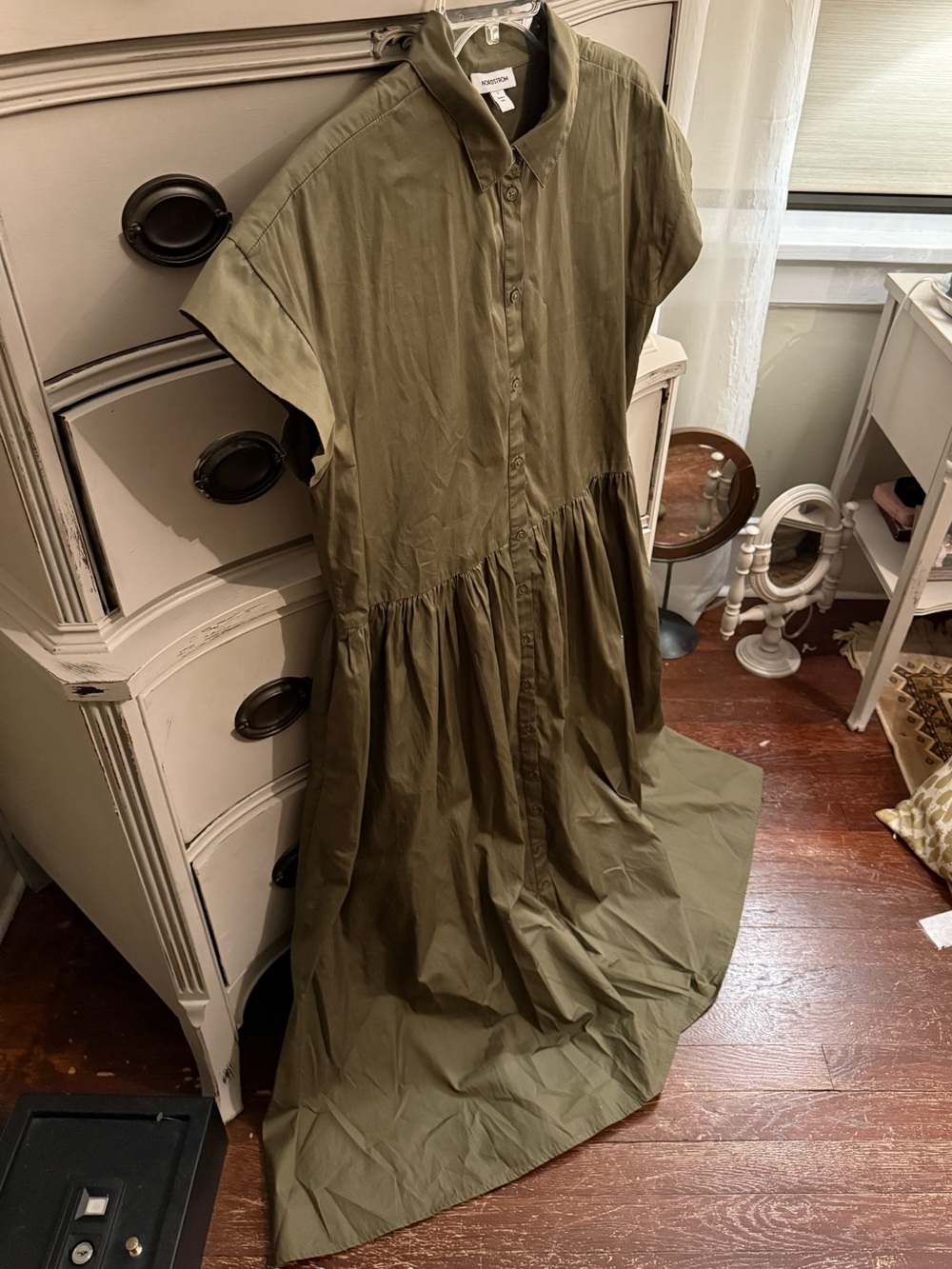 Nordstrom Drop Waist Button Down Maxi Dress L - Picture 2 of 5